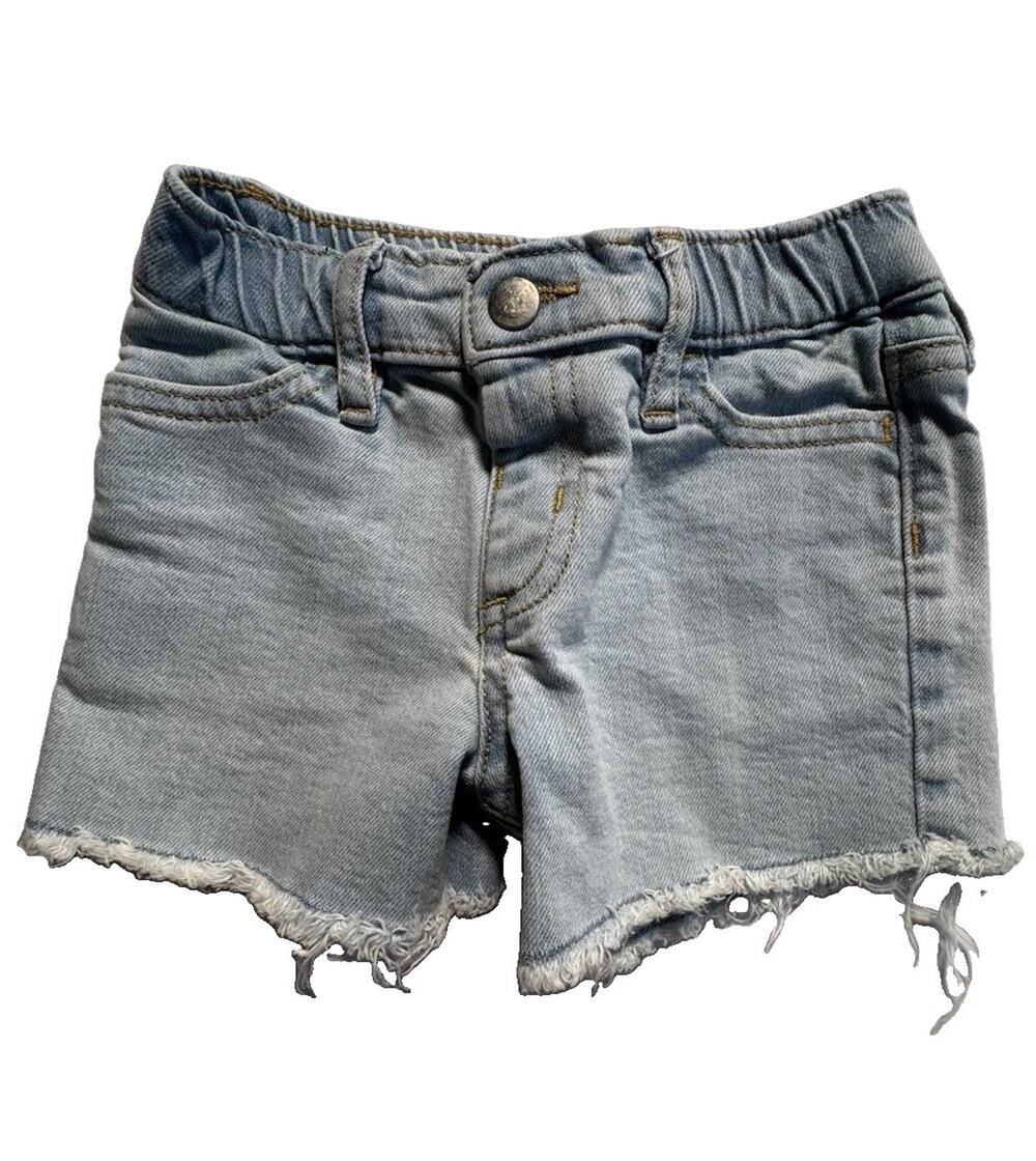 Epic Threads Girls Denim Shorts 3T Light Wash Stretch Raw Hem Elastic Waist